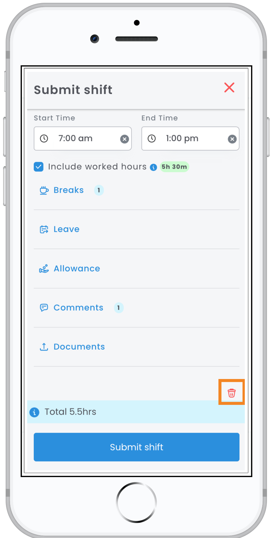 Submit an unrostered shift
